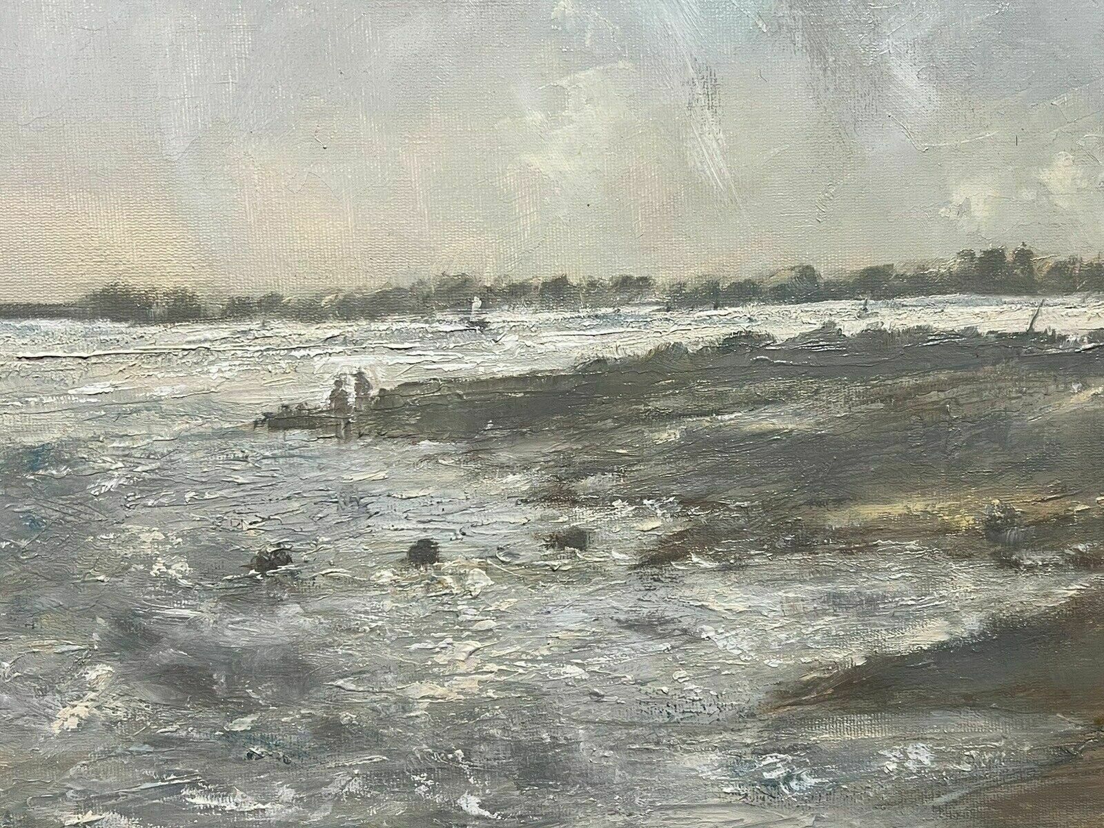 Contemporary Art British School Jill Grinstead Coastal Scene Oil Painting photo vintage