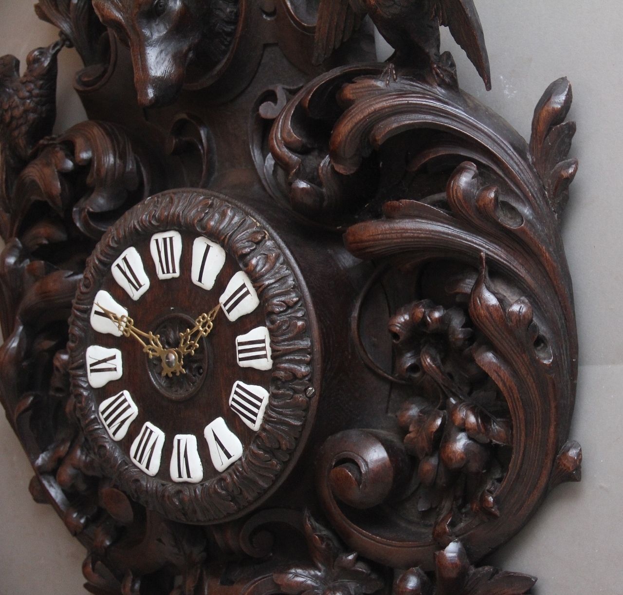 3050.0 A Fabulous Quality 19th Century French Carved Oak Wall Clock photo