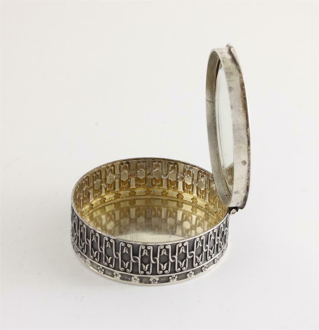 Antique French Silver Rouge Pot. Small Pill Box. Aristide Leclerk. C1900. photo Home Decor
