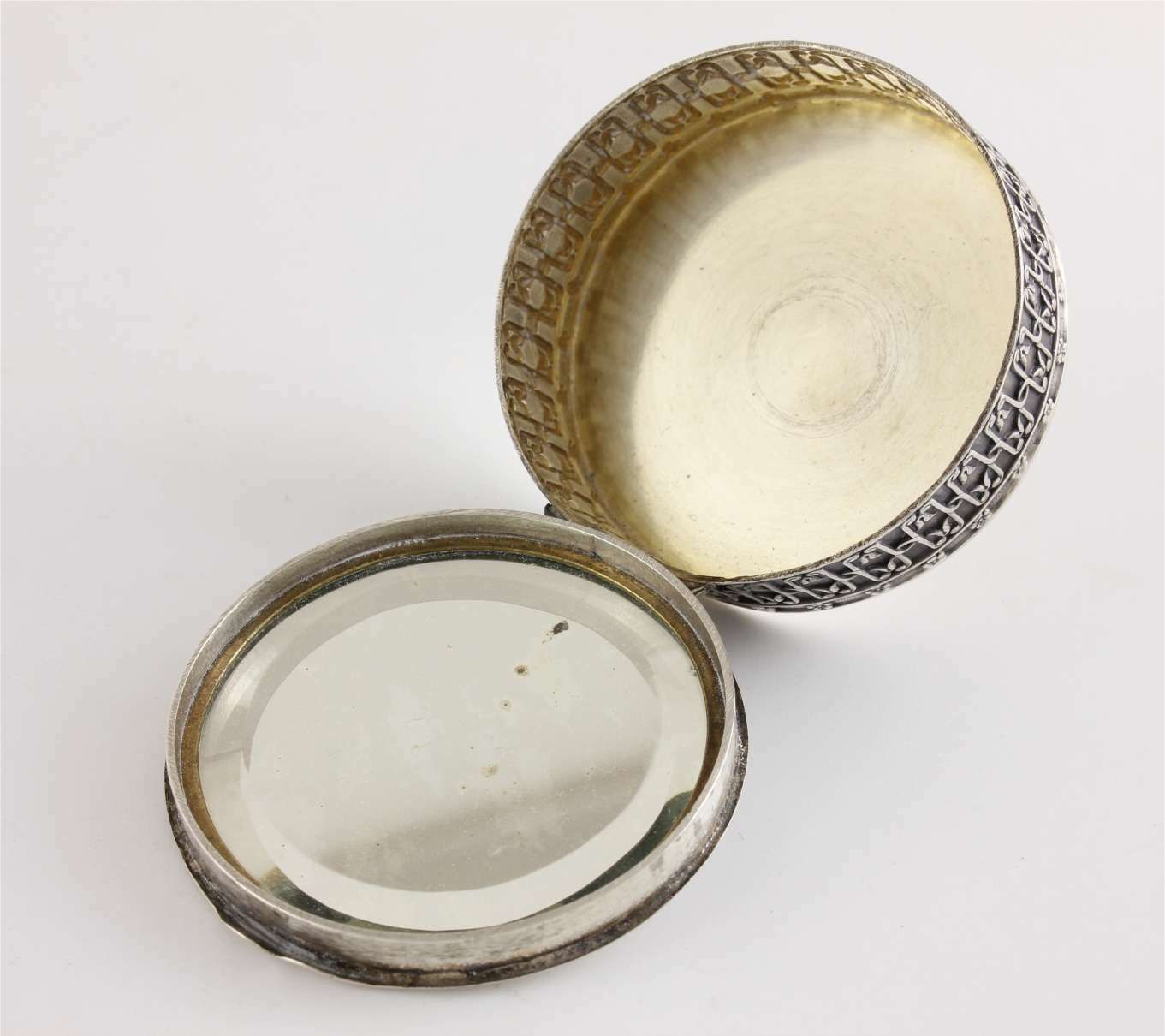 Antique French Silver Rouge Pot. Small Pill Box. Aristide Leclerk. C1900. photo vinterior
