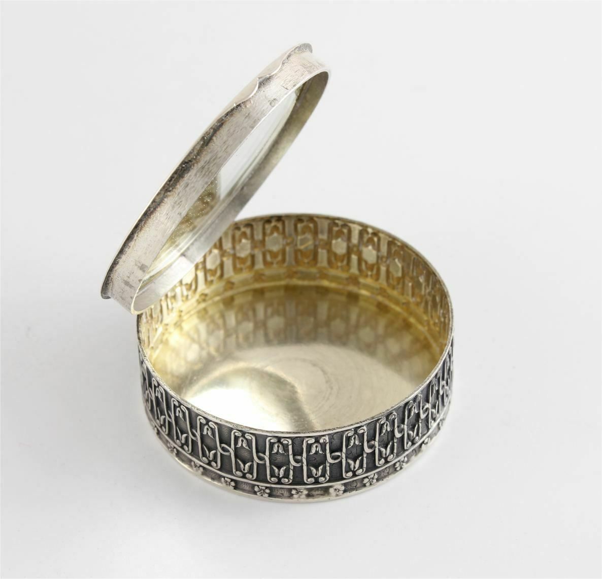 Home Decor Antique French Silver Rouge Pot. Small Pill Box. Aristide Leclerk. C1900. photo