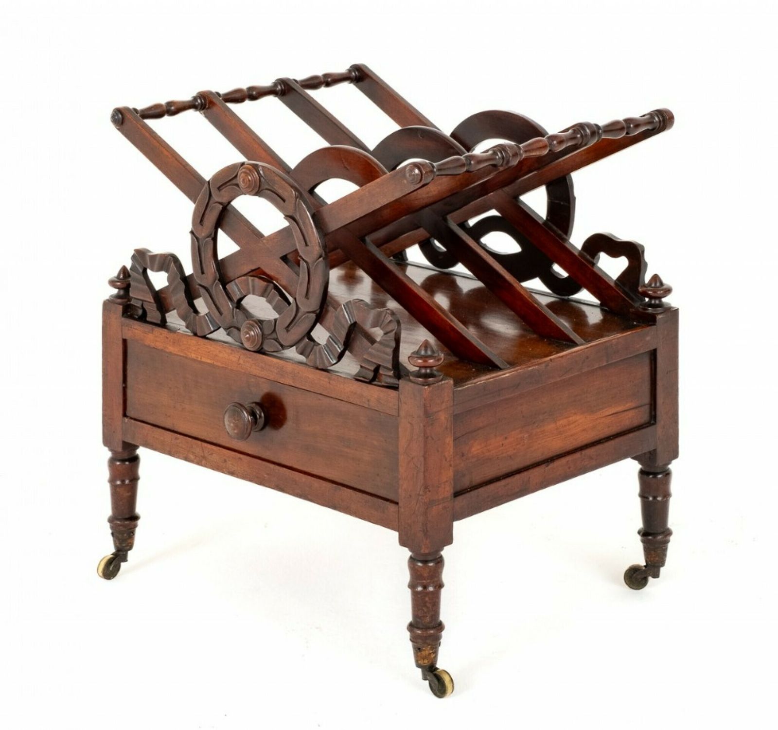 Regency Canterbury Mahogany Side Stand Antique Magazine Rack photo Home Decor
