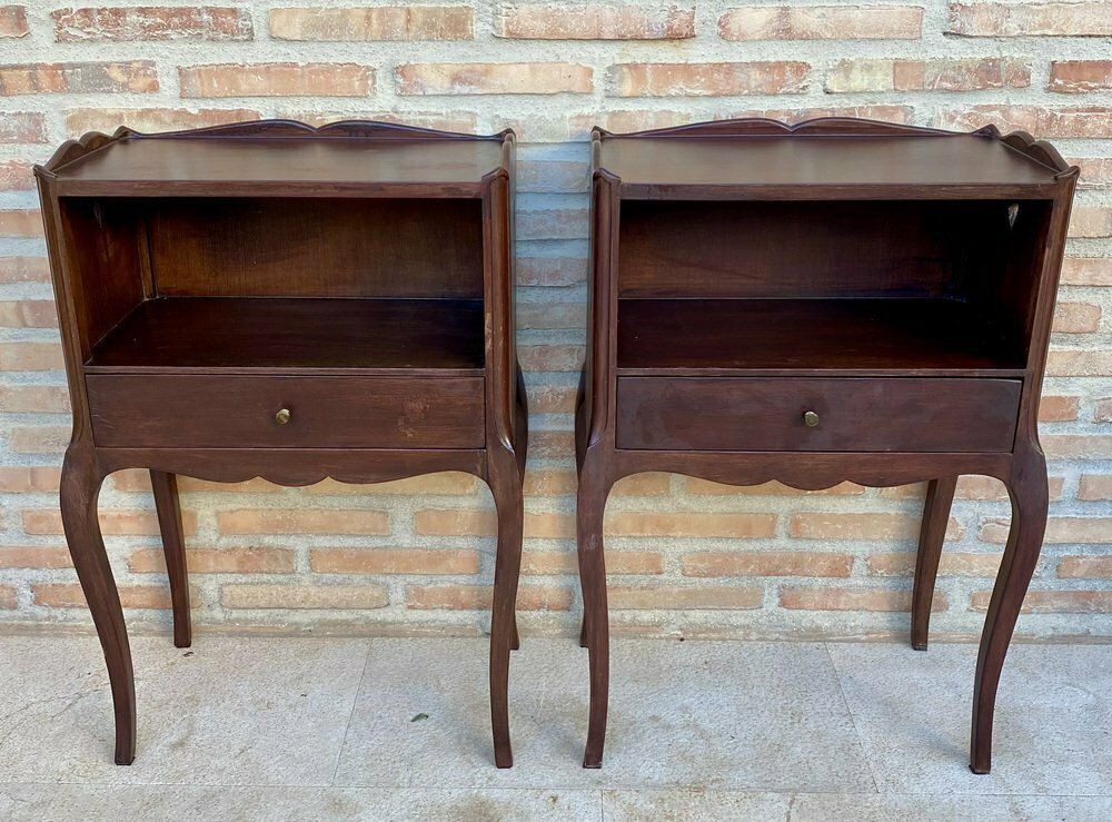 French Louis XV Style Walnut Nightstands, 1960s, Set Of 2 photo buy