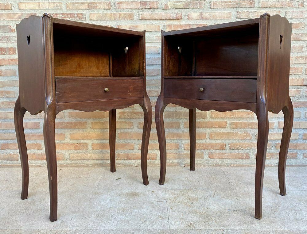 photo furniture French Louis XV Style Walnut Nightstands, 1960s, Set Of 2