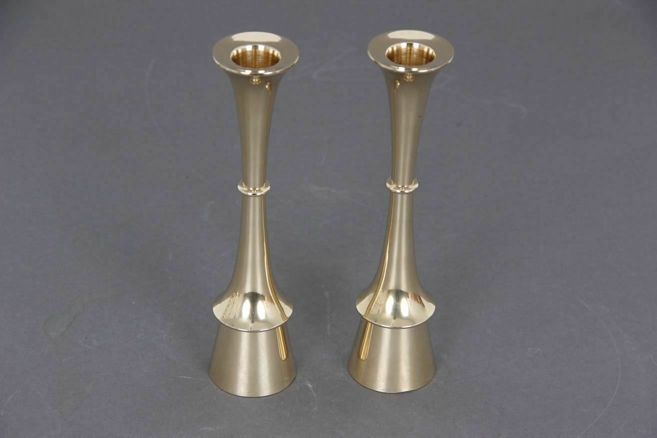 Set Of Danish Candle Holders In Solid Brass. Design By Jens H. Quistgaard In The 1960s.