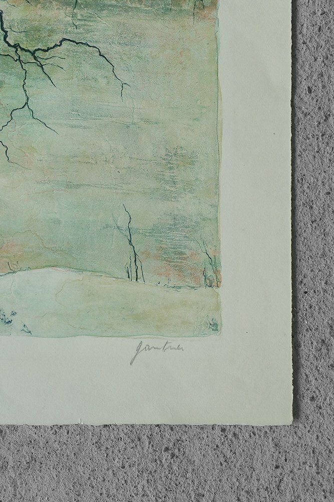 Bernard Gantner, Lac Hivernal Aux Voges, Lithograph On Wove Paper, 1970s photo furniture