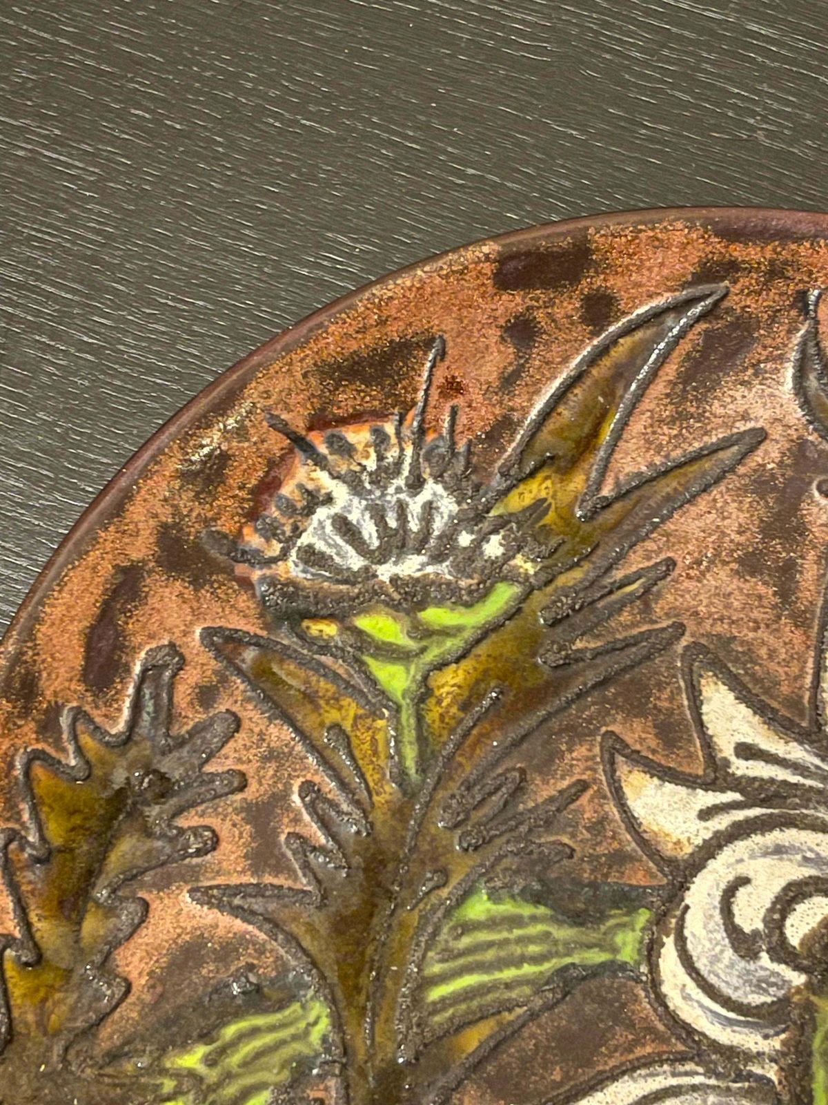 Large 1960s West German Pottery Fat Lava Ceramic Plate By Ruscha Art photo Home Decor