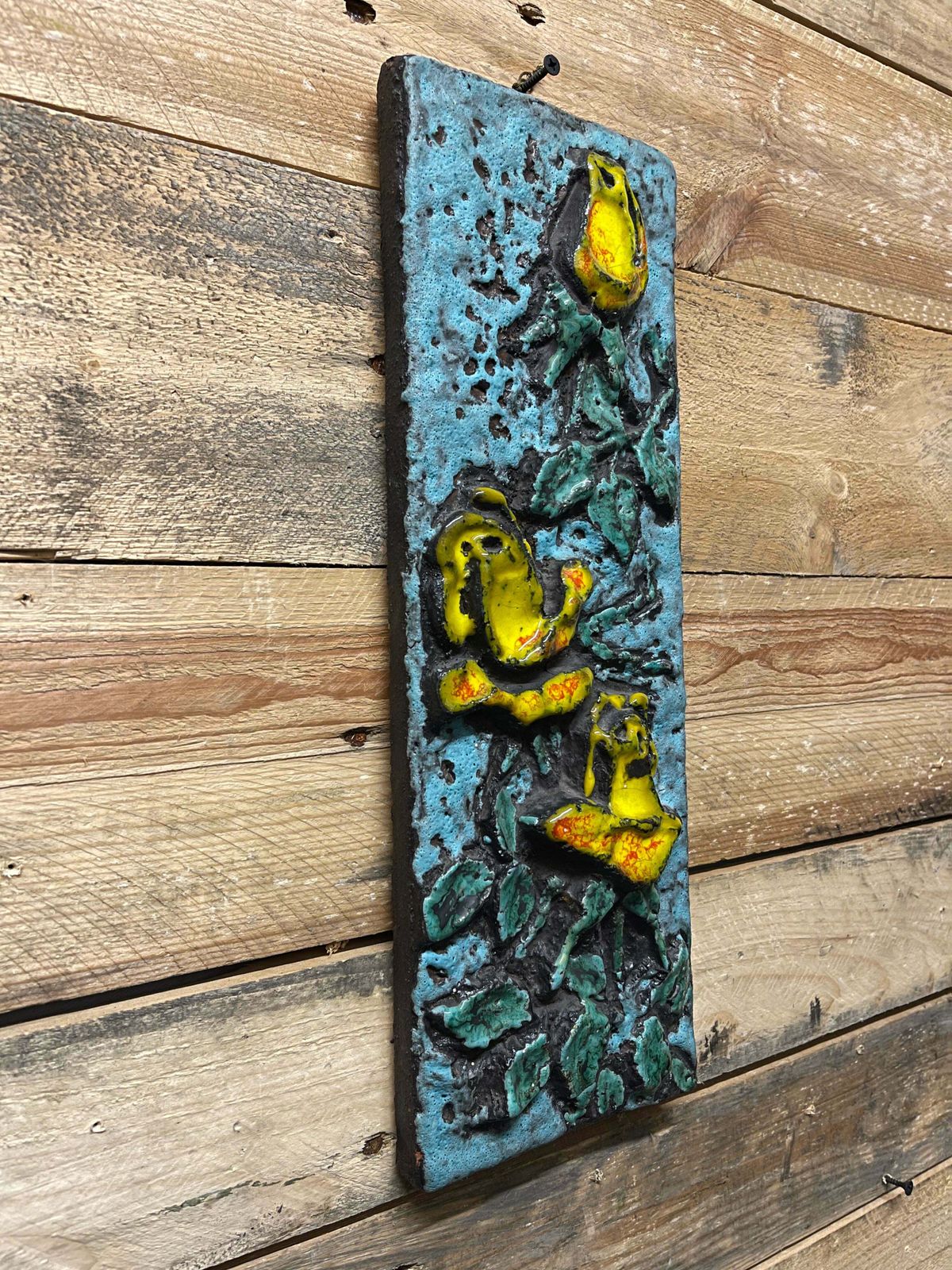 1960s West German Pottery Fat Lava Wall Tile By Ruscha Art photo for sale