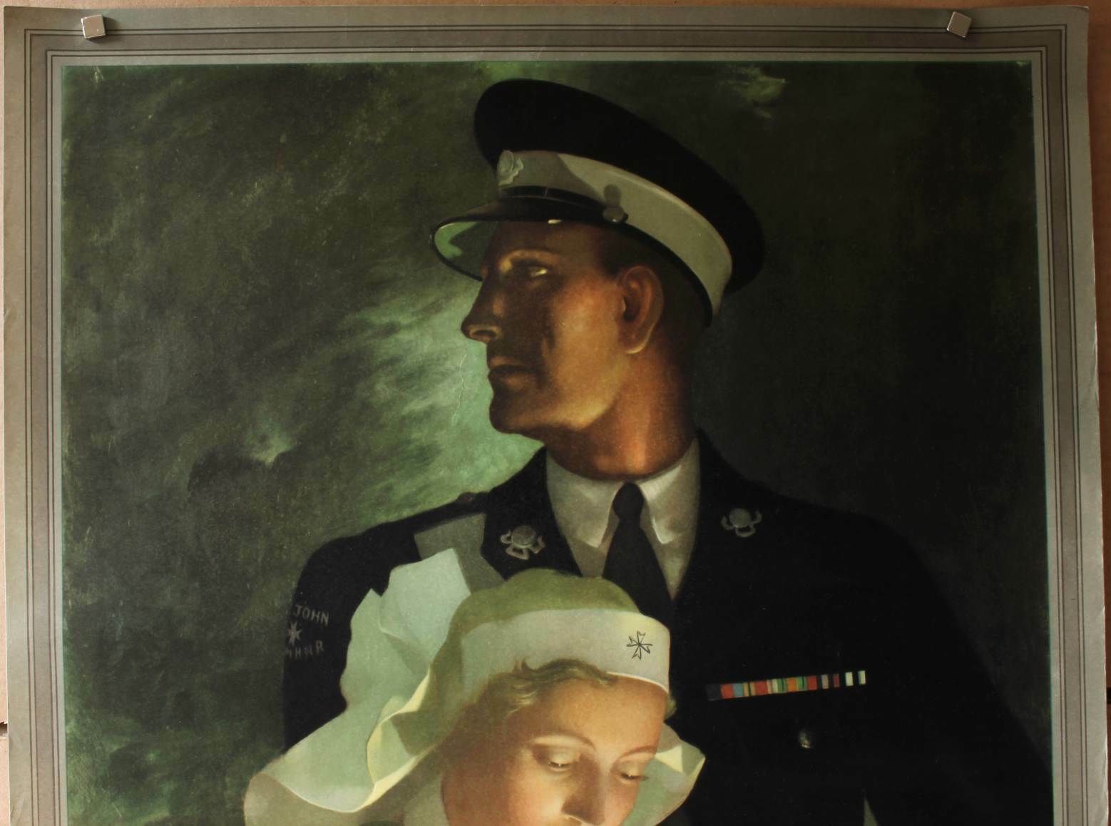 Art Original Anna Zinkeisen St John Ambulance Lithograph Officer & Nurse Poster. photo