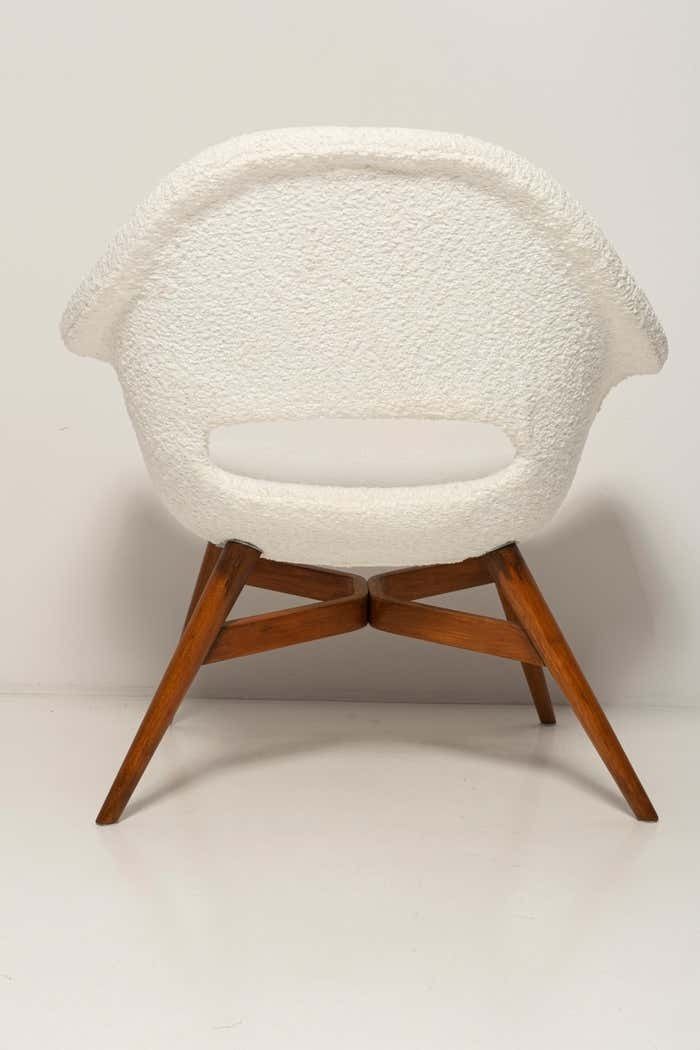 1811.0 Mid Century White Boucle Shell Chair, Miroslav Navratil, Czechoslovakia, 1960s photo