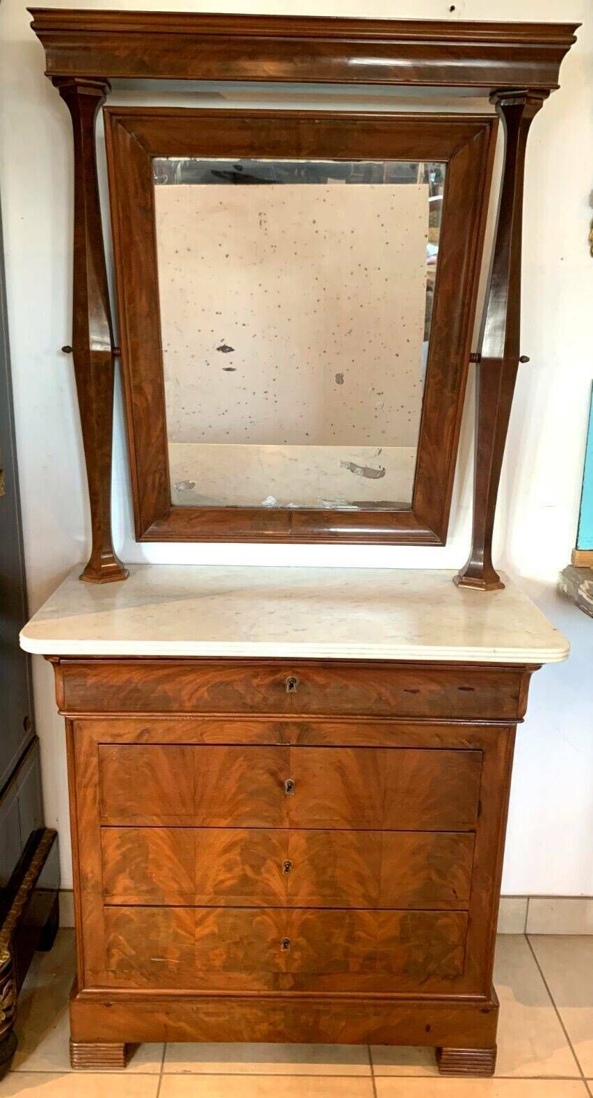 Louis Philippe Dressing Table Chest Of Drawers In Mahogany And 19th Century Veneer photo furniture