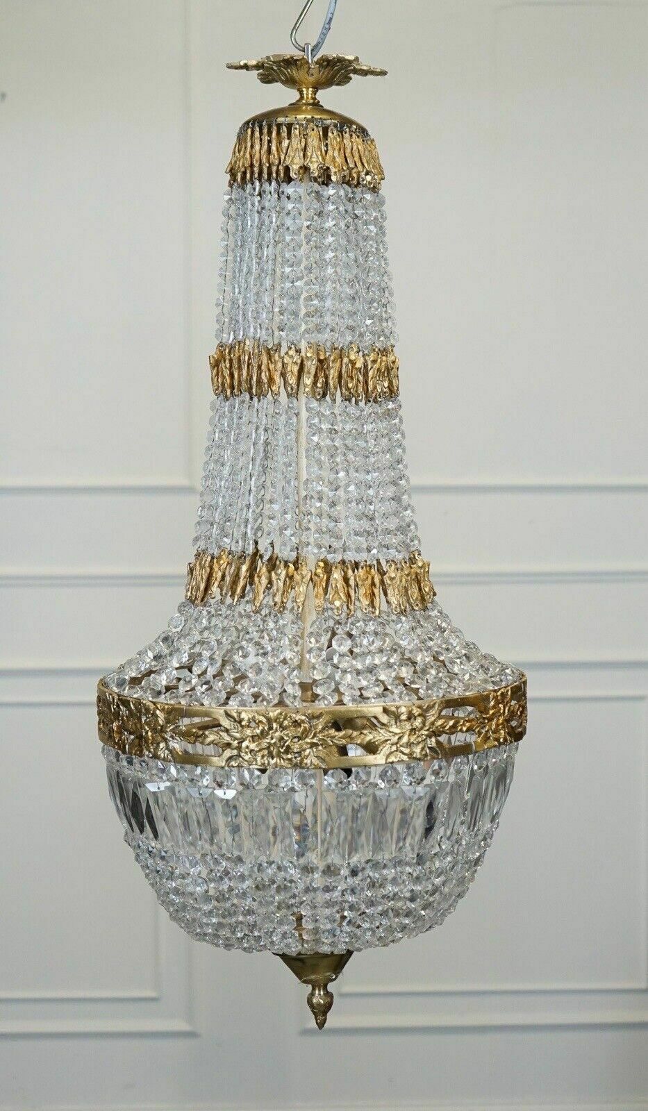 Beautiful Pair Of French Empire Style Bag Chandeliers photo Lighting