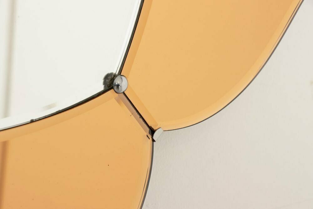 British Art Deco Flower Mirror With Peach Mirror Petals C.1930 photo vinterior