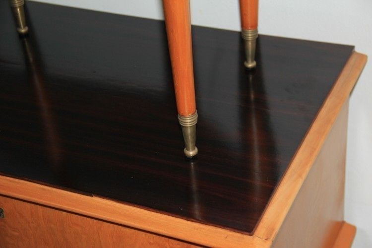Chest Of Drawers With Italian 1950 Bedside Tables In Elm And Brass photo 1920.0