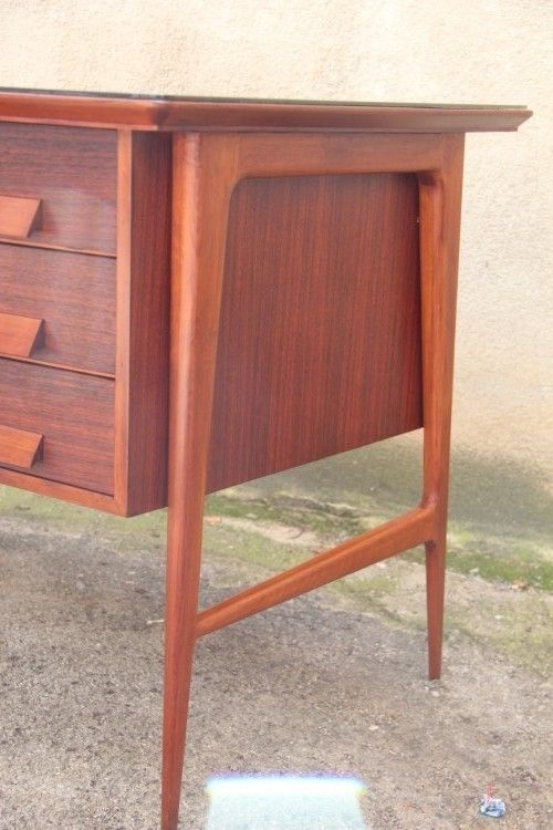 Italian Mi Centruy Modern Desk Mahogany Wood Vittorio Dassi  photo for sale