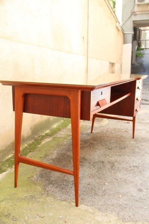 Italian Mi Centruy Modern Desk Mahogany Wood Vittorio Dassi  photo vinterior