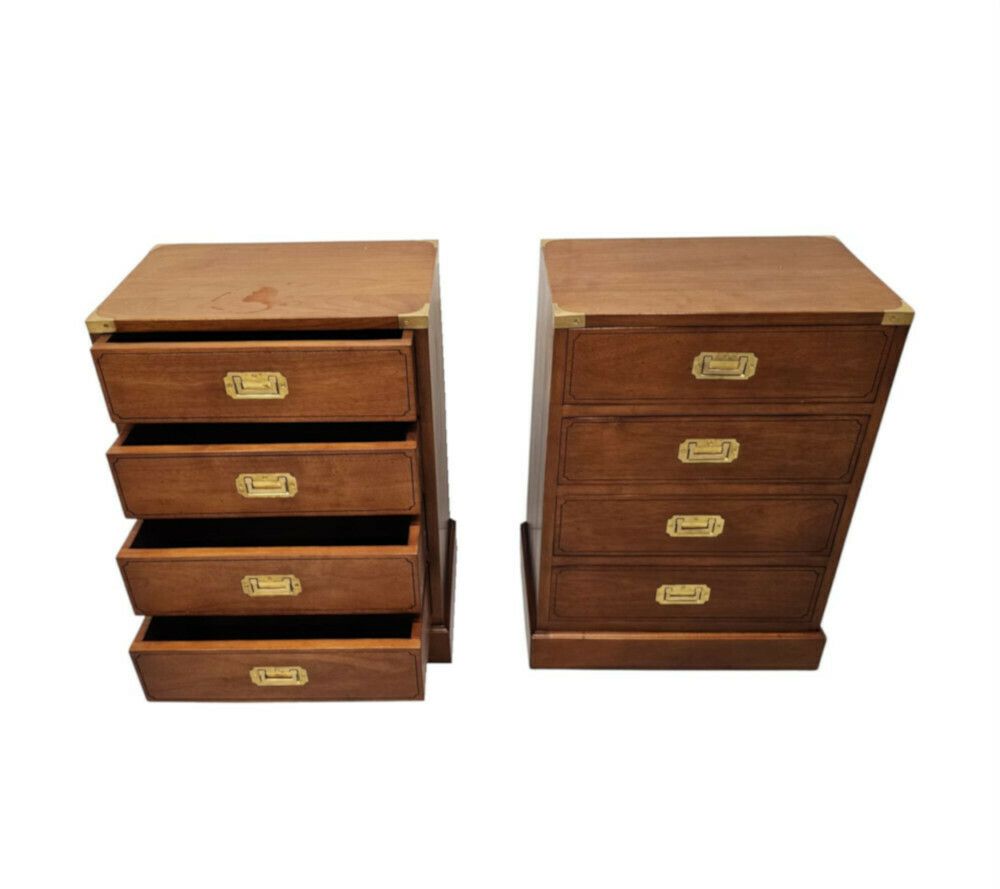 A Very Fine Pair Of Hand Made Bedside Chests In The Campaign Style photo for sale