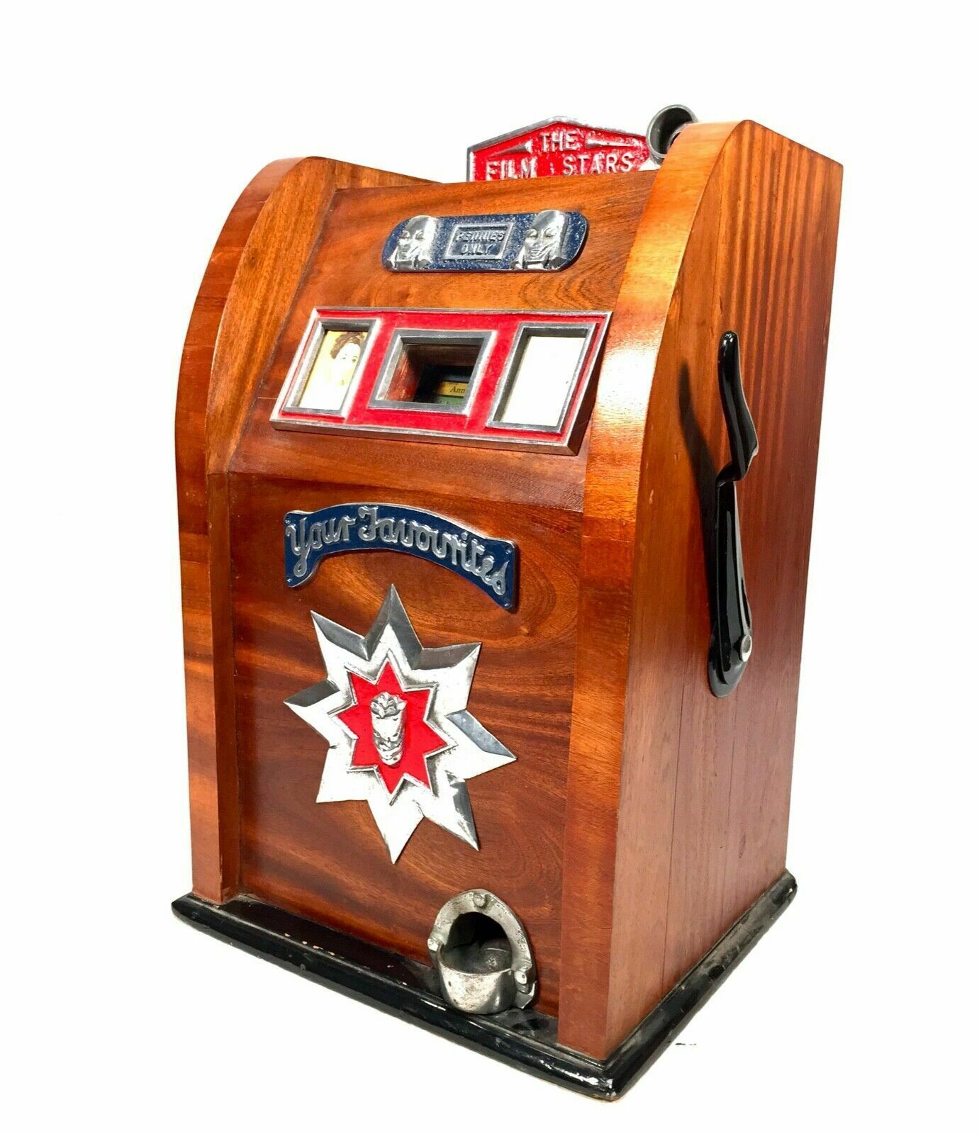 Antique One Arm Bandit Arcade Coin Operated Games Machine 'Film Stars' C.1940 photo Home Decor