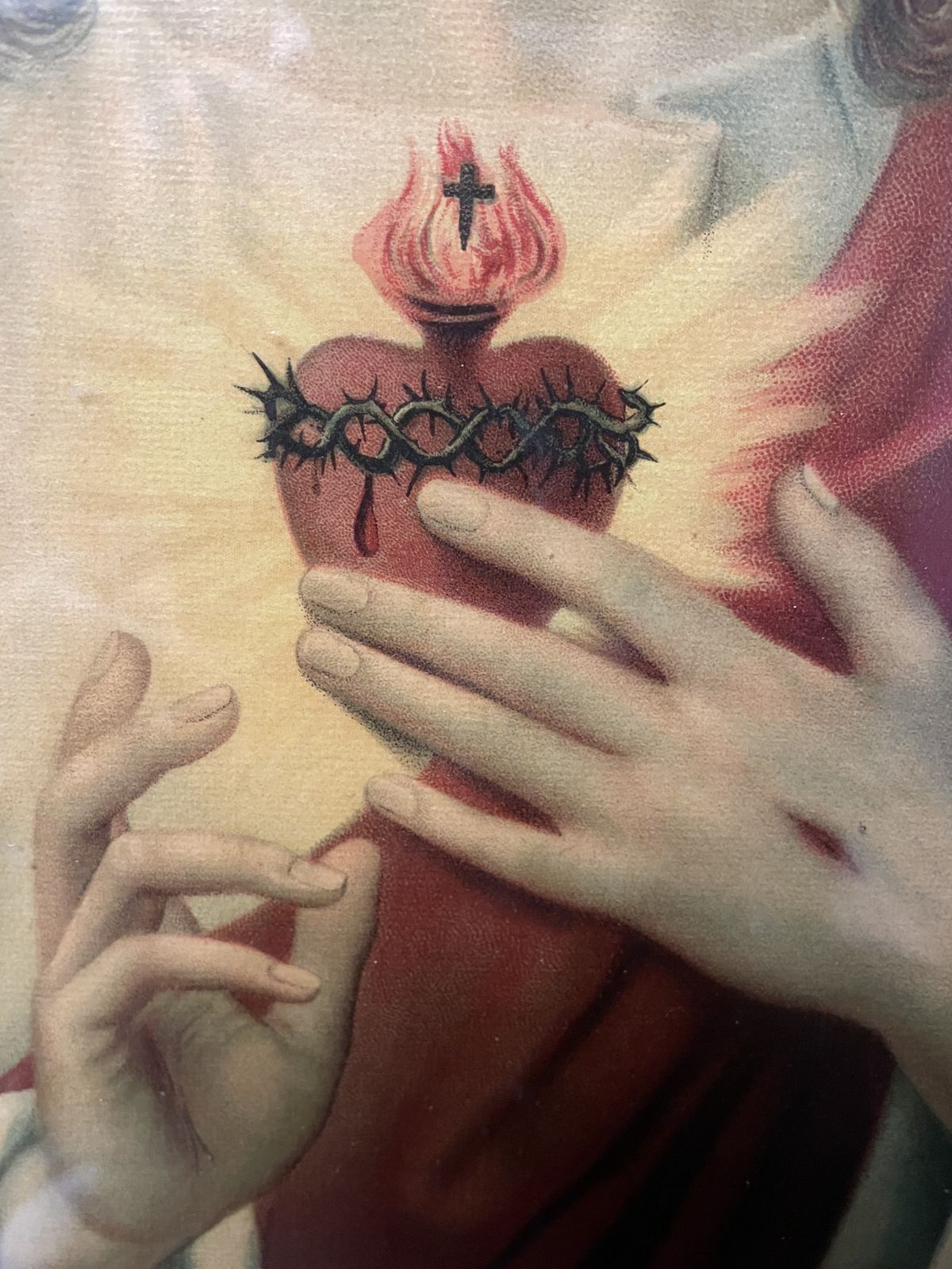 Vintage Framed Print Of Sacred Heart Of Jesus photo 245.0