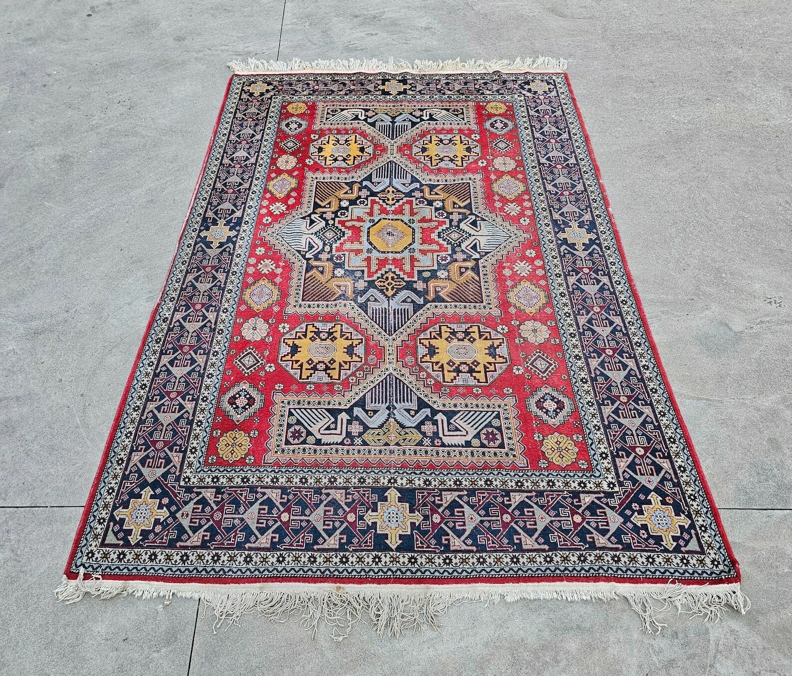 Antique Hand Knotted Kazak Woolen Rug // Made In The First Quarter Of 20th Century