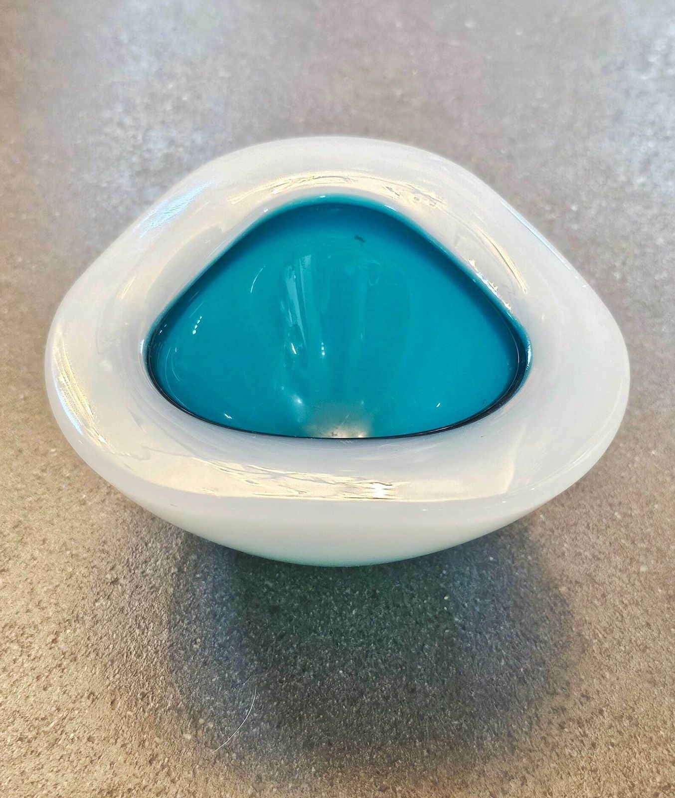 Very Rare Ashtray By Archimede Seguso In Opaline And Turquoise Murano Glass // Made In Italy In 1950s photo vinterior