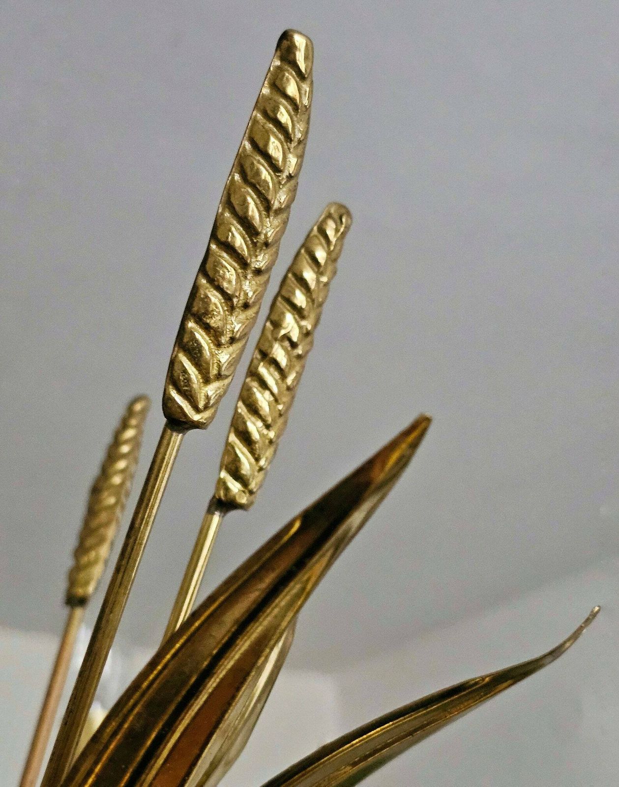 photo for sale Large Hollywood Regency 8 Arm Chandelier With Golden Ears Of Wheat // Made In France In 1970s