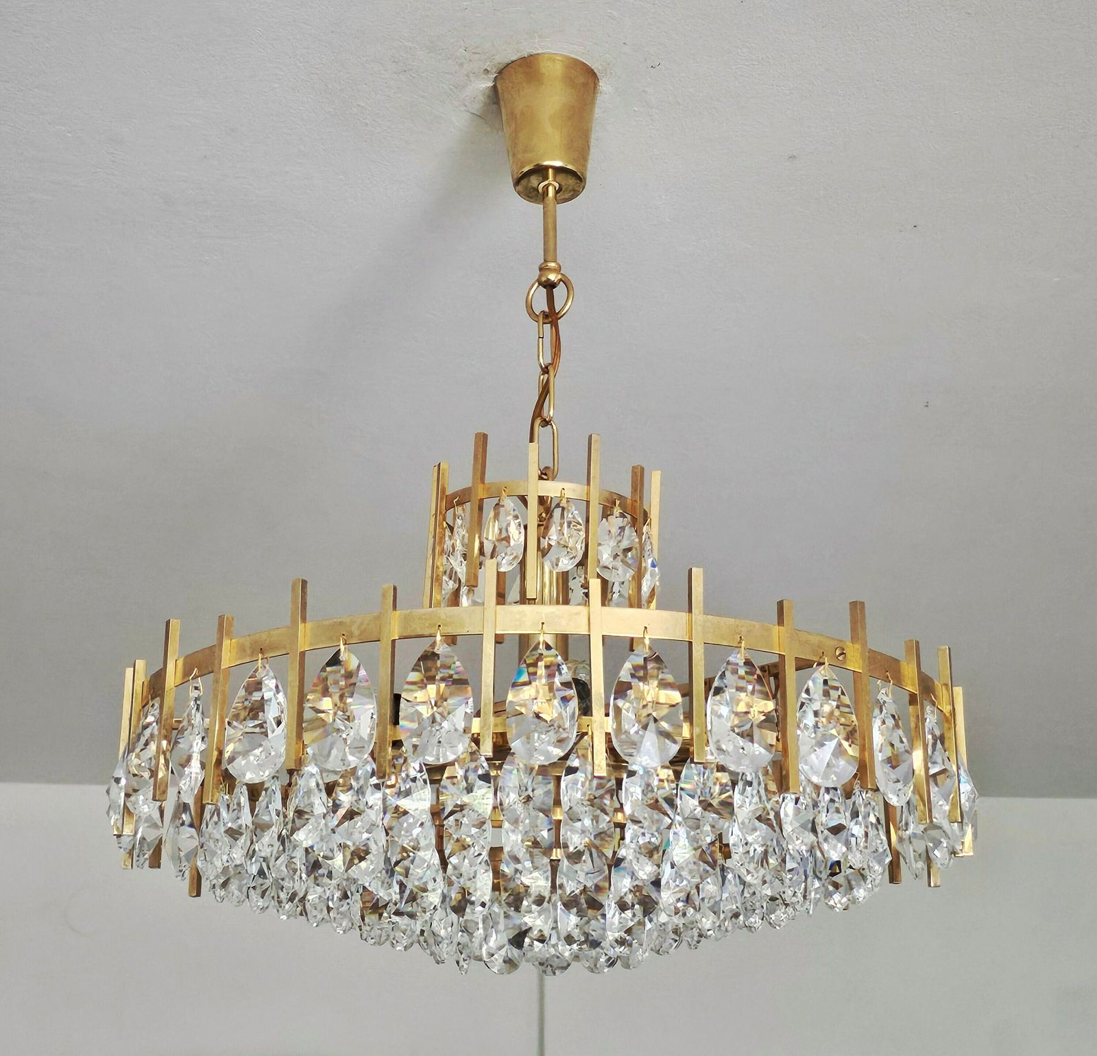 Luxurious Mid Century Modern Brass And Crystal Chandelier By Bakalowits // Made In Austria In 1960s photo furniture