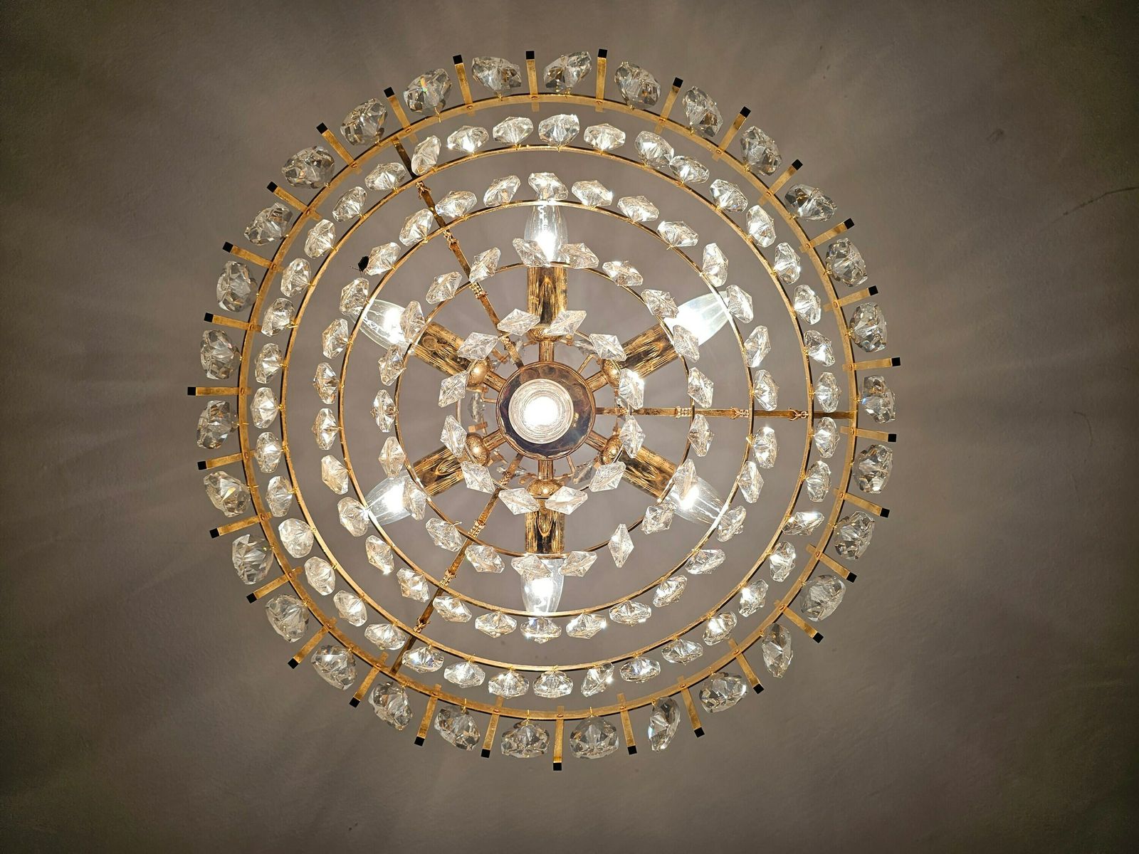 Luxurious Mid Century Modern Brass And Crystal Chandelier By Bakalowits // Made In Austria In 1960s photo buy