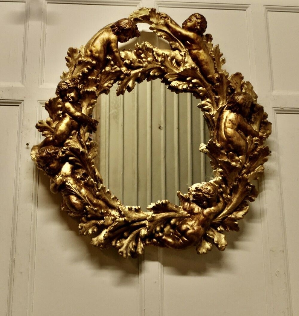 A Superb 19th Century Italian Gilt Wreath Mirror