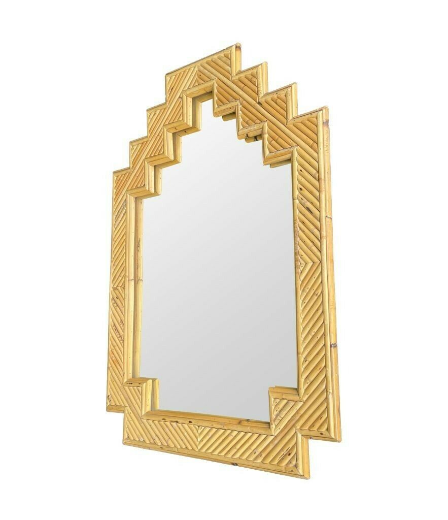 An Italian 1970s Bamboo Mirror By Vivai Del Sud With Stepped Top Details photo 1850.0