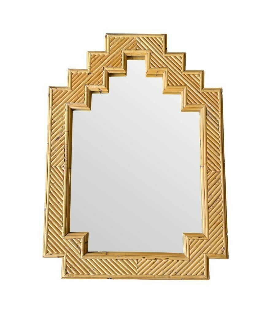 Home Decor An Italian 1970s Bamboo Mirror By Vivai Del Sud With Stepped Top Details photo