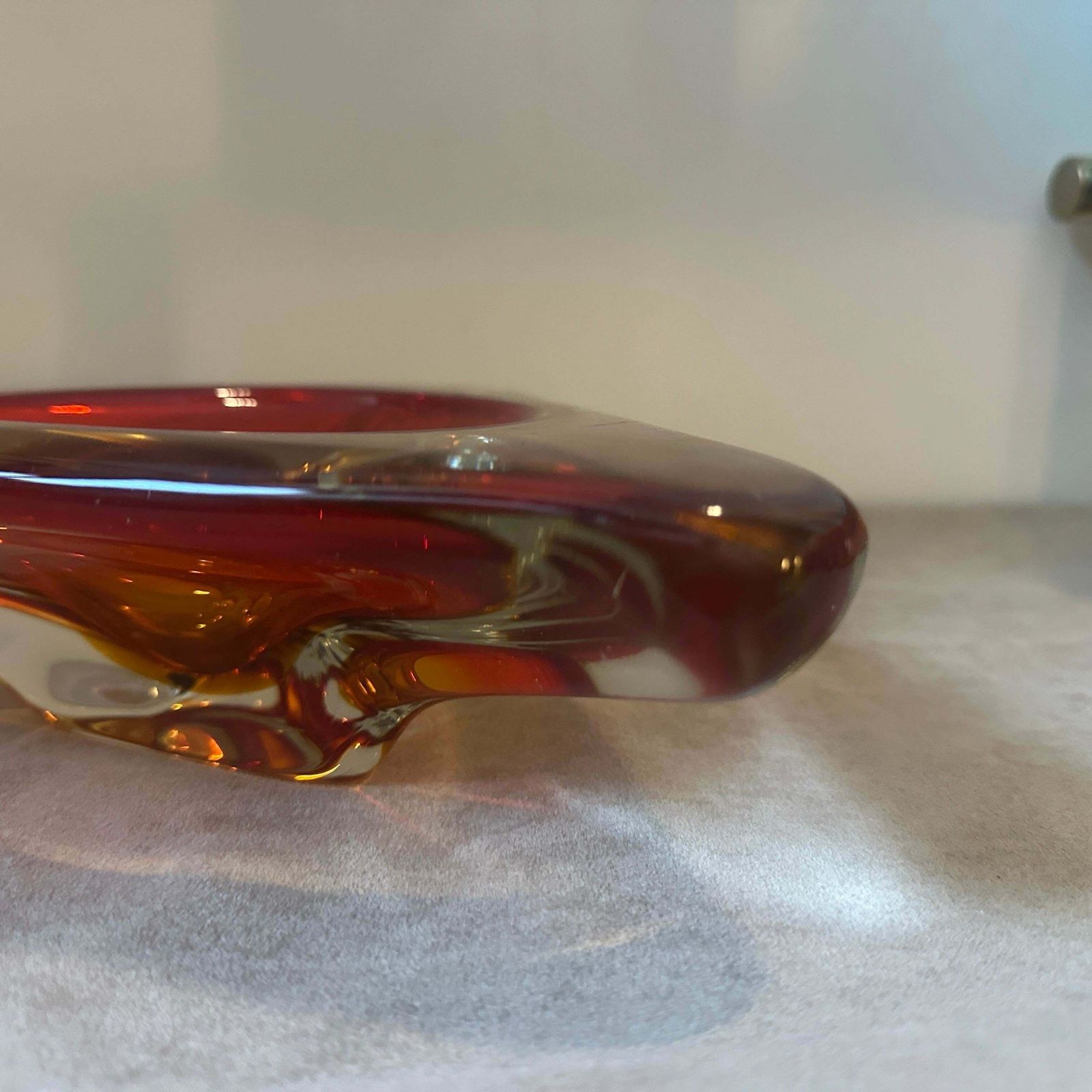 A 1960s Modernist Red Sommerso Murano Glass Large Triangular Ashtray By Seguso photo buy