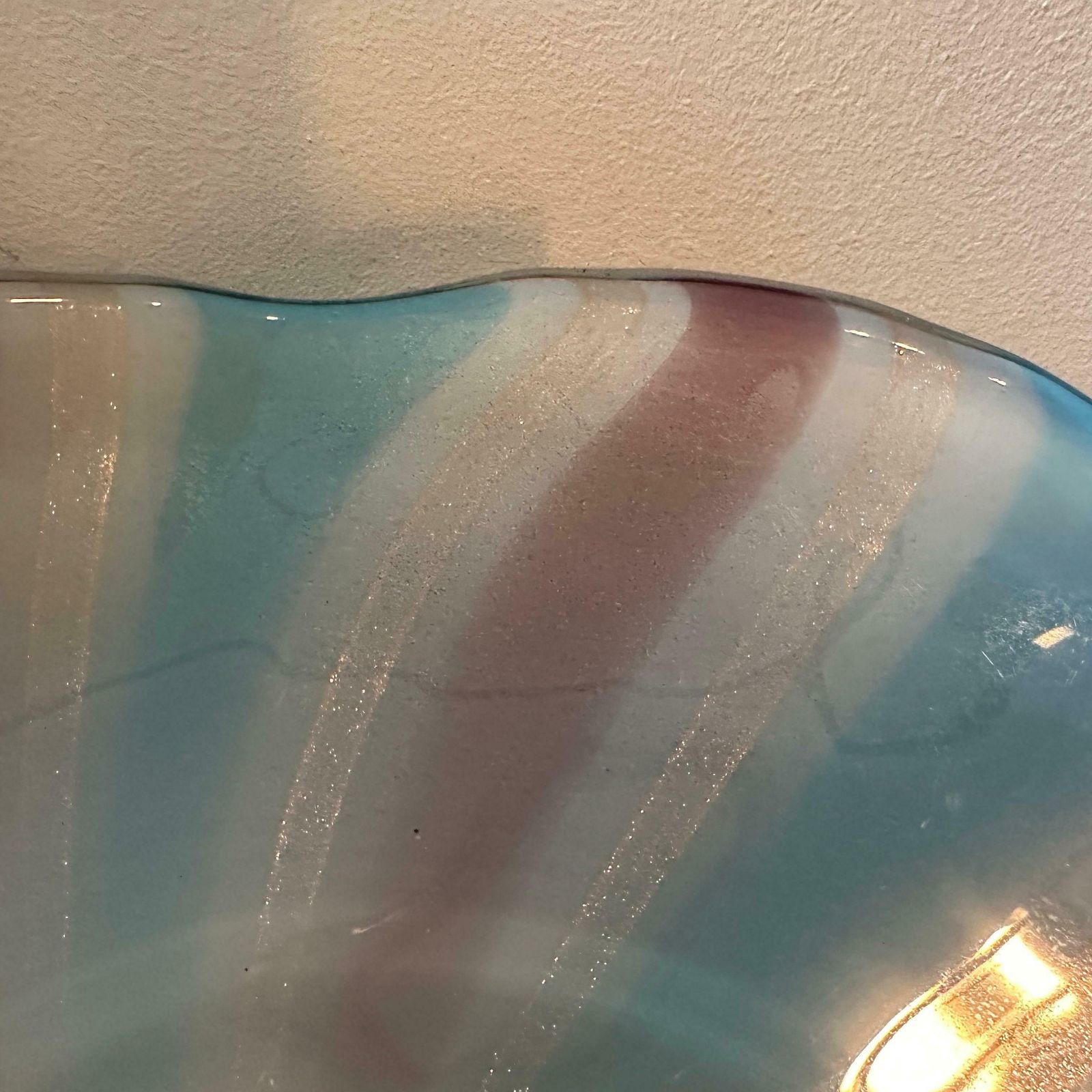 photo for sale 1970s Venini Style Mid Century Modern Striped Murano Glass Round Bowl