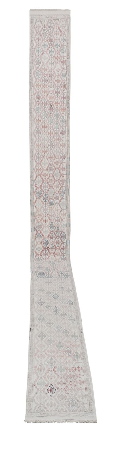 Vintage Faded Turkish Jajim Kilim Rug   Stair Runner 1'8" X 19'