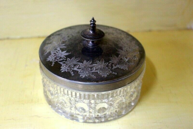 Antique Silver Plated/Crystal Glass Bowl Candy Dish Serving Dish Dinnerware Etc