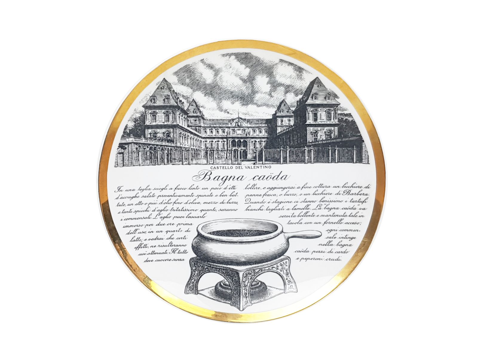 Decorative Plates Torinese Specialty By P. Fornasetti For Fiat, Set Of 6 photo for sale