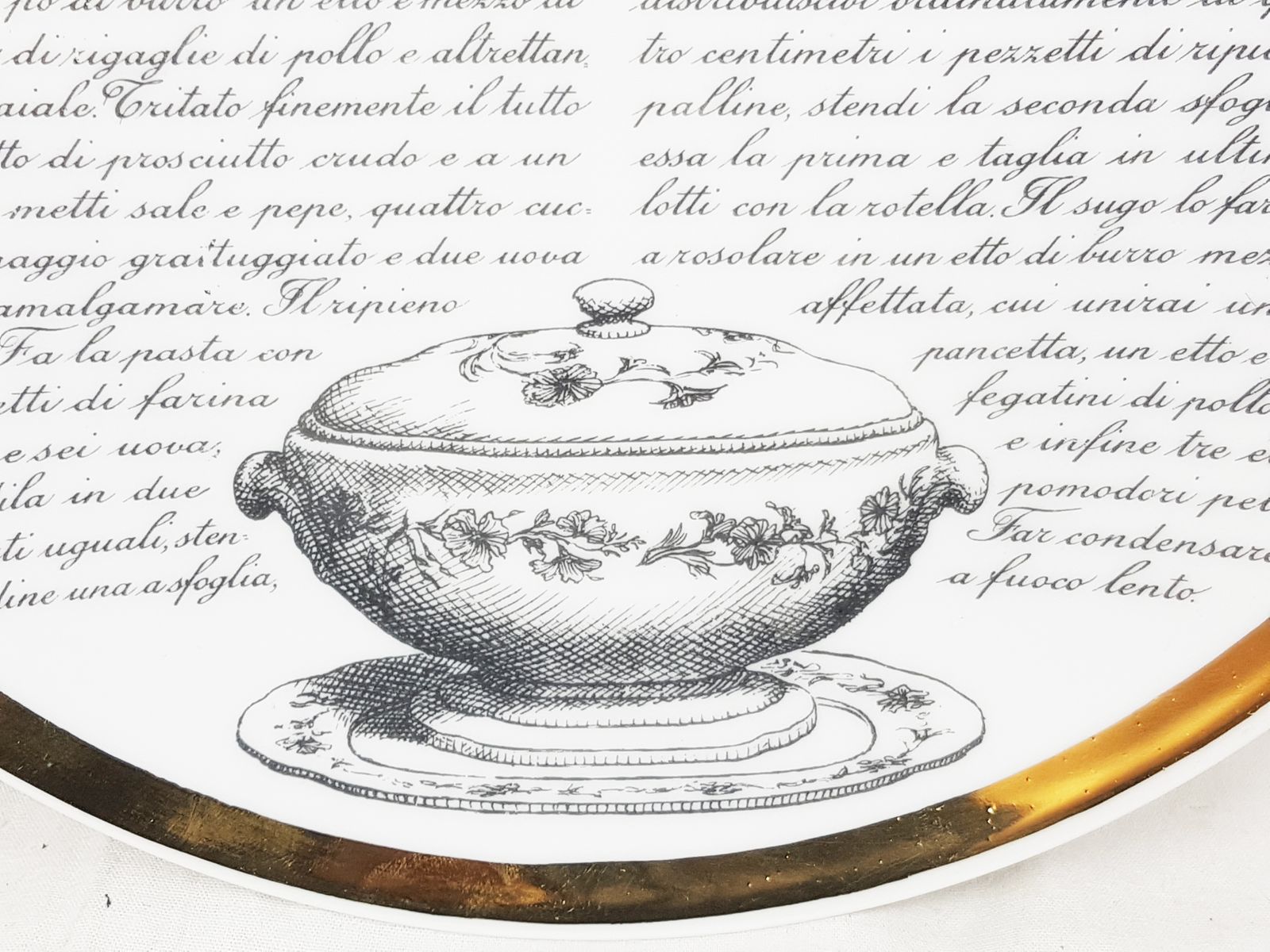 photo vinterior Decorative Plates Torinese Specialty By P. Fornasetti For Fiat, Set Of 6