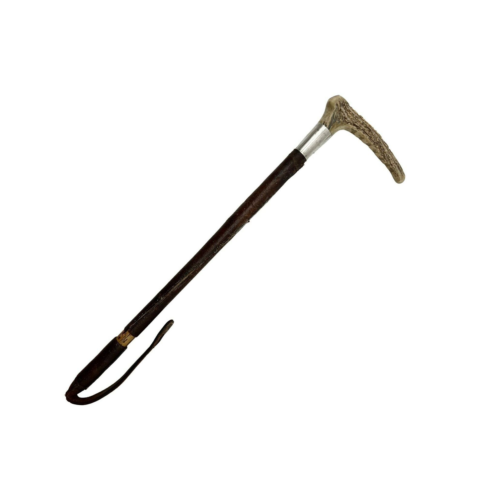 Antique Hallmarked Silver Collared Antler Head Riding Crop   1917   Swaine & Adeney London   Horse Riding