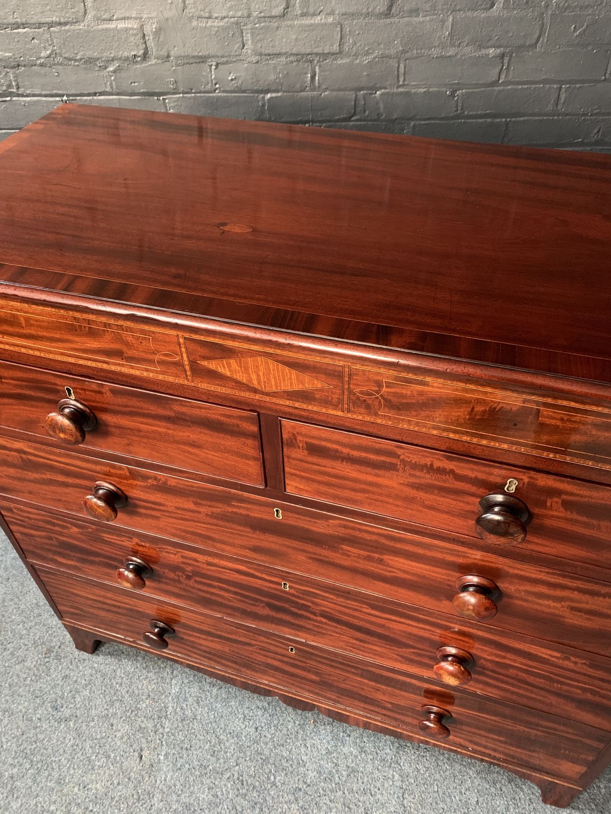 19th Century Inlaid Mahogany Chest Of Drawers photo vinterior