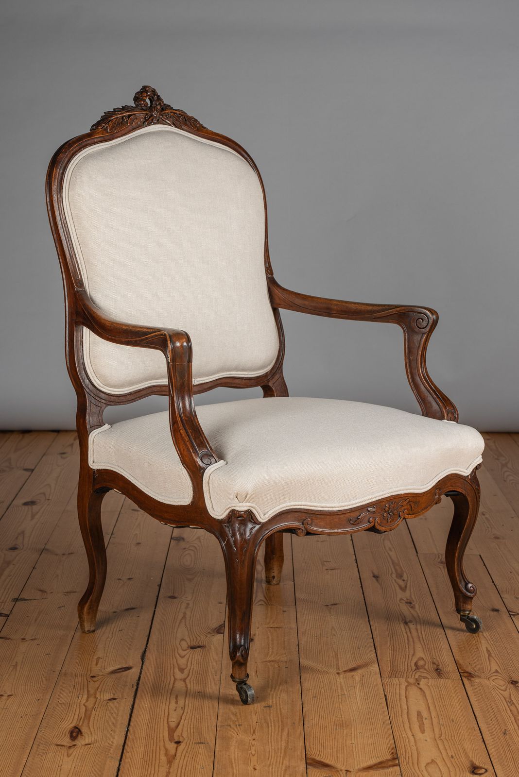 Pair Of Large 19th Century French Louis XV Style Walnut Upholstered Armchairs photo furniture