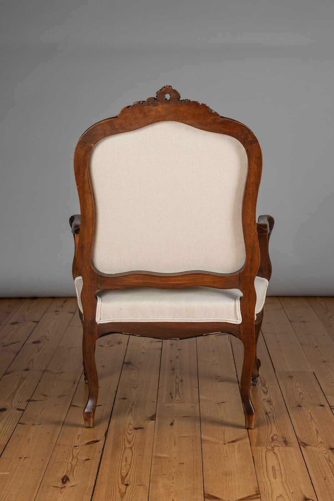 Pair Of Large 19th Century French Louis XV Style Walnut Upholstered Armchairs photo for sale