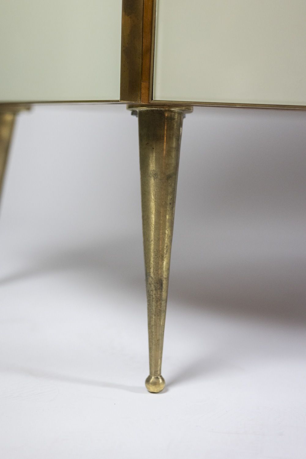 Furniture Geometric Sideboard In Glass And Gilded Brass. Contemporary Italian Work. photo