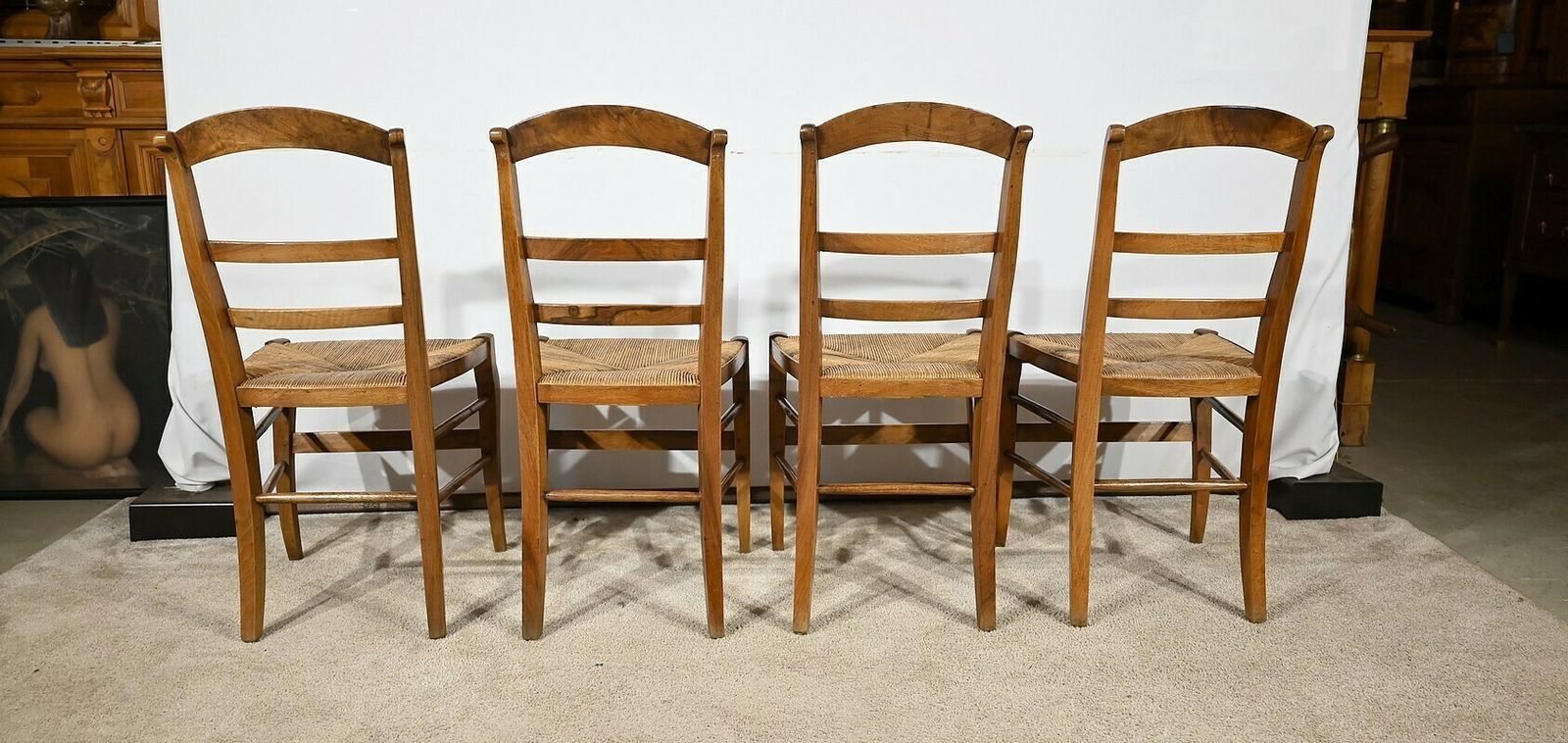 Suite Of 4 Restoration Chairs In Solid Walnut – 1st Part 19th Century photo Furniture
