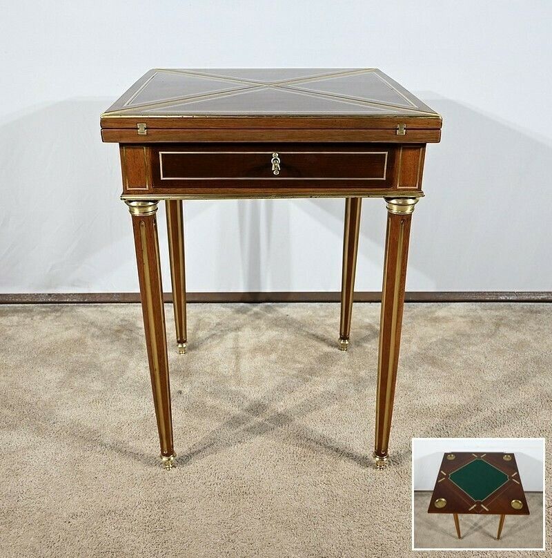 Mahogany Handkerchief Games Table, Louis XVI Style, Napoleon III Period – Mid 19th Century