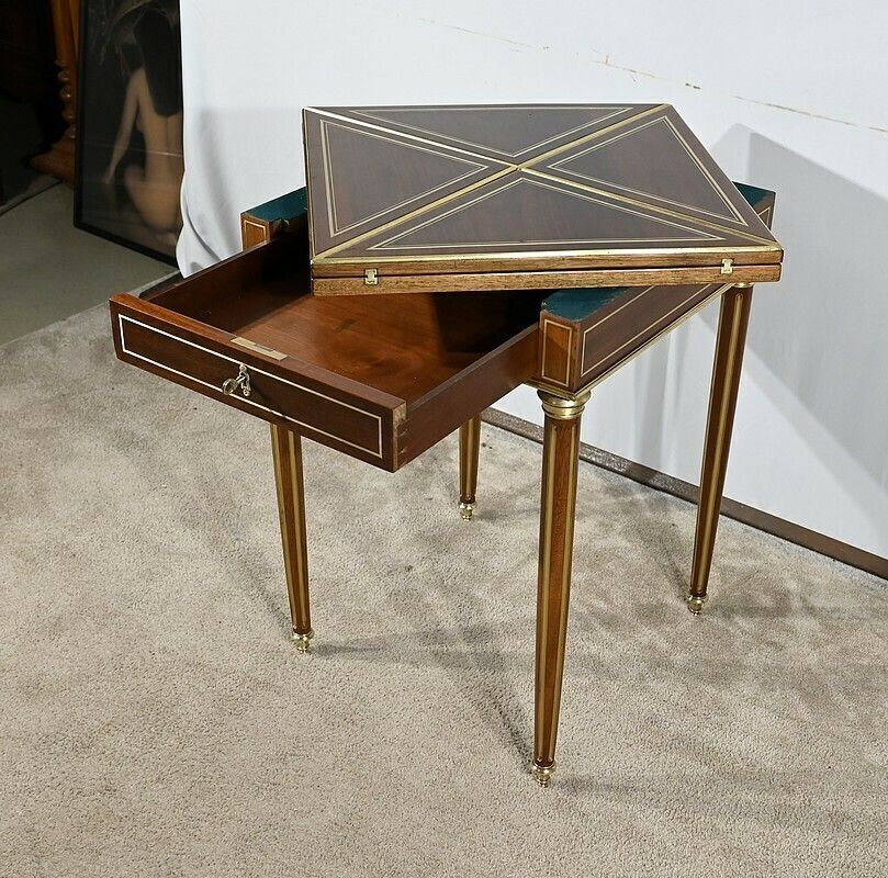 Mahogany Handkerchief Games Table, Louis XVI Style, Napoleon III Period – Mid 19th Century photo vinterior