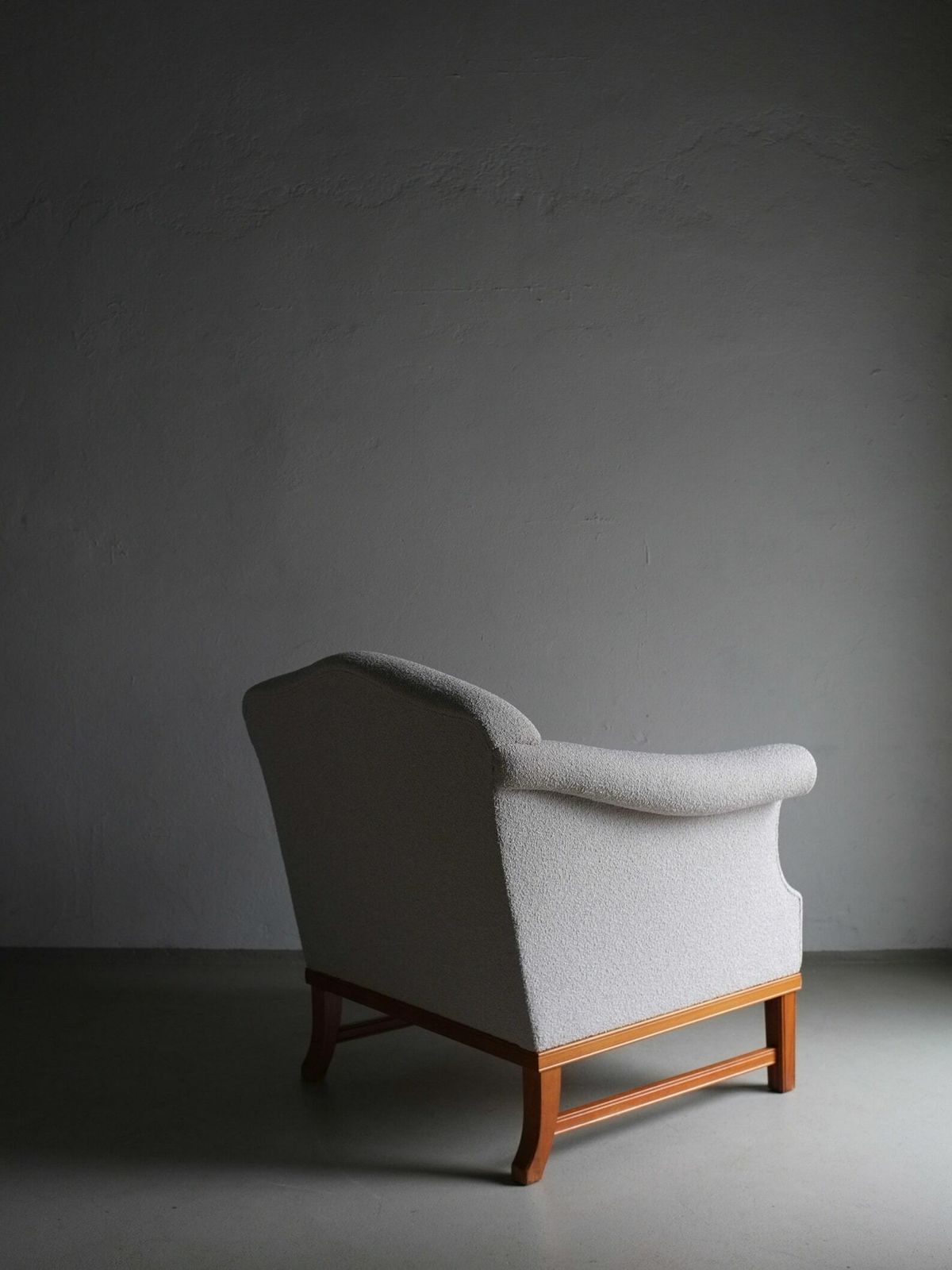 Gray Boucle Lounge Chair | Dedar Cotton | Sweden | Vintage photo vinterior