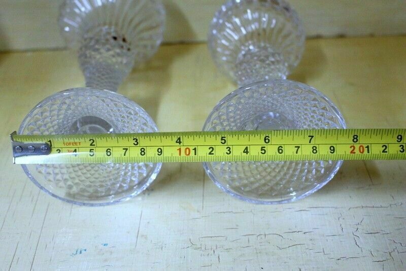 photo for sale Vintage Pair Of Candle Holder Candlestick Cut Glass From Paris