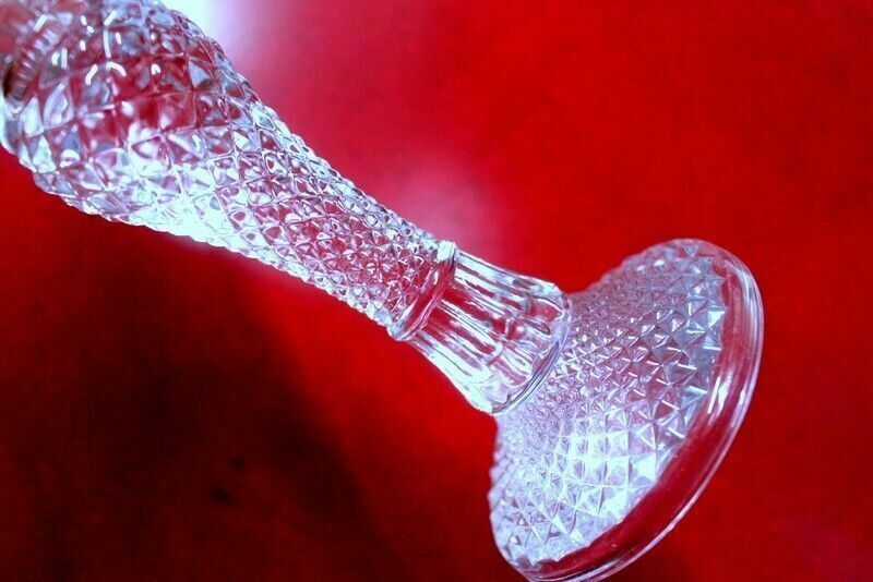 photo vinterior Vintage Pair Of Candle Holder Candlestick Cut Glass From Paris