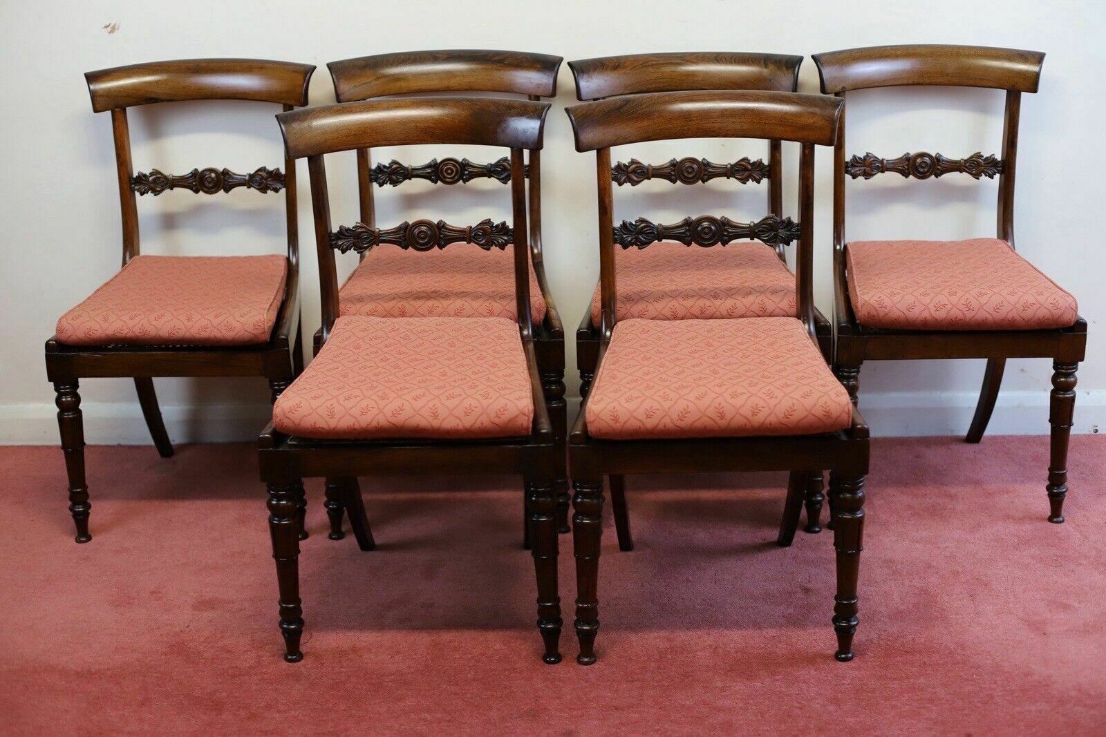 Beautiful Set Of Six William IV Rosewood Dining Chairs photo for sale