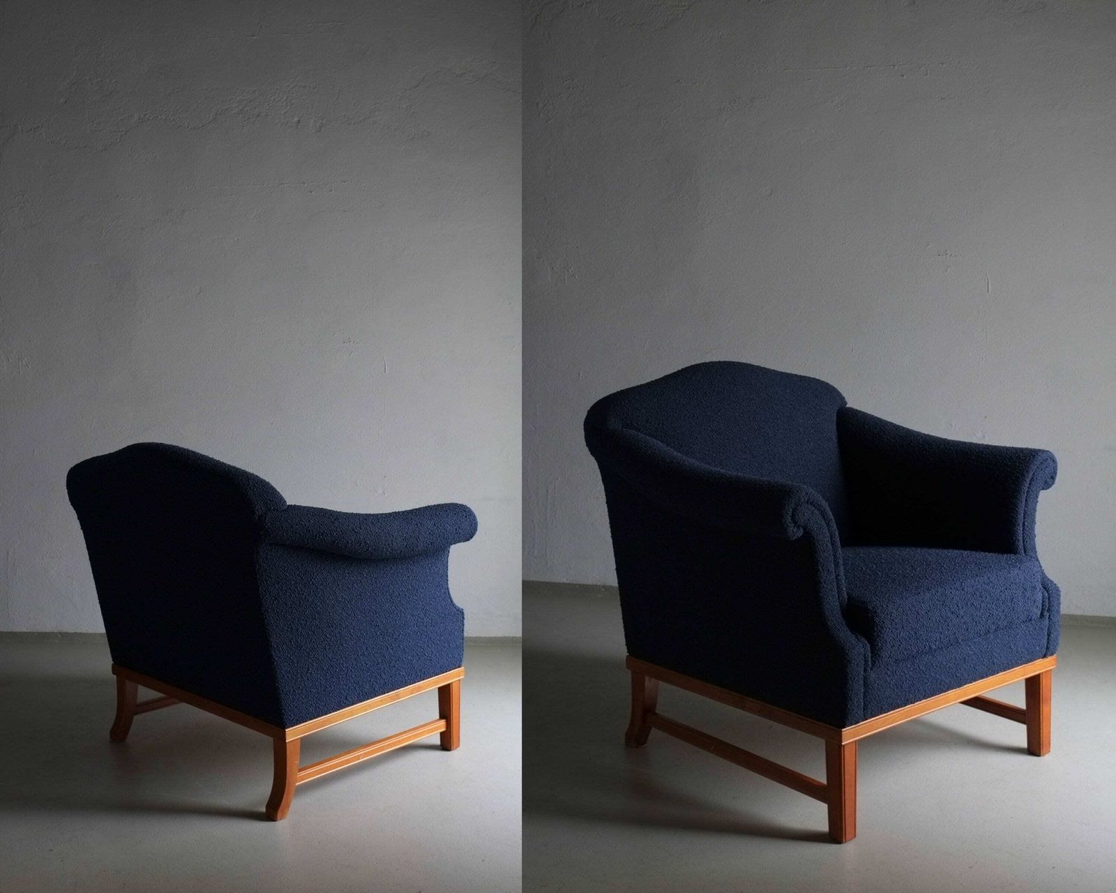 Navy Blue Lounge Chair | Dedar Boucle | Sweden | Vintage
